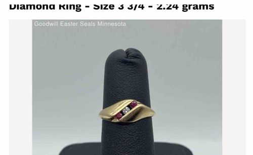 Yellow Gold Three-Stone Diamond and Ruby Bypass Ring