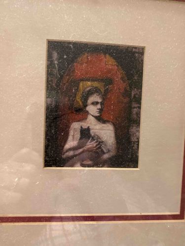 Framed Print: 'Girl with Cat' by Jacek Yerka (after original)