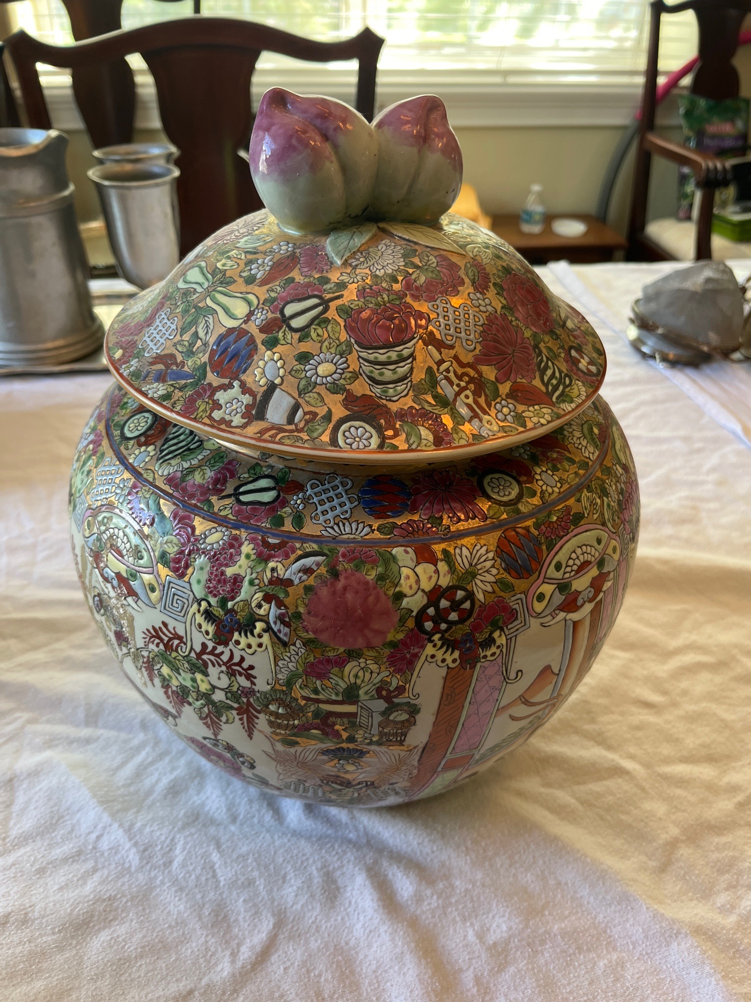 Submitted photo of Chinese porcelain ginger jar with peach finial