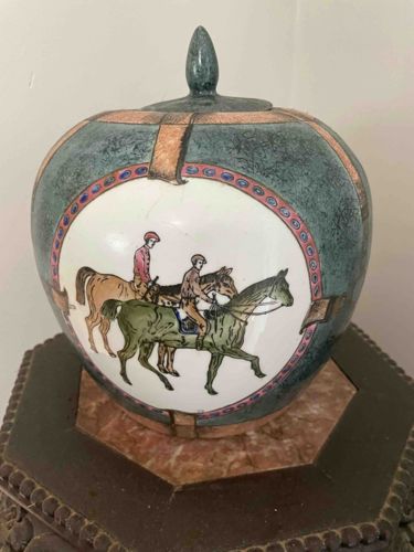 Equestrian Themed Covered Jar