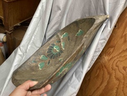 Traditional Hand-Painted Wooden Grain Scoop or Bowl
