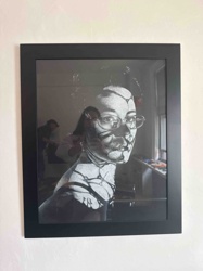 Framed Black and White Portrait Photograph with Shadow Play