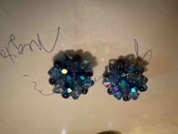 Blue Crystal Cluster Earrings