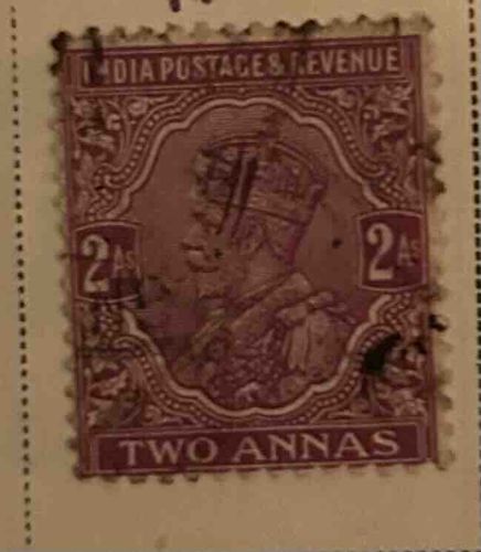 Indian 2 Annas Postage & Revenue Stamp (King George V)