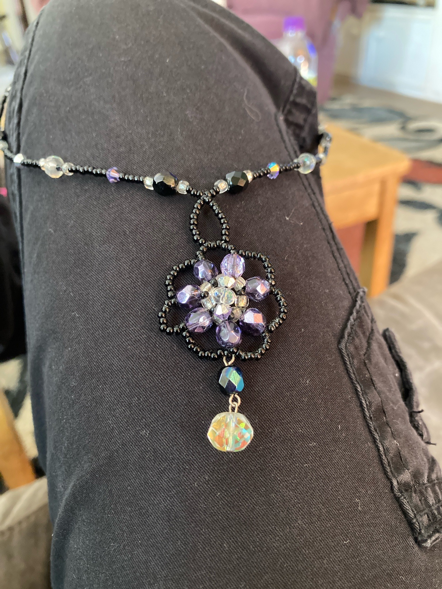 Submitted photo of Beaded necklace with floral pendant