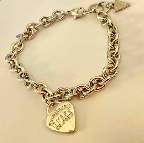 Guess 'Please Return To' Heart Tag Bracelet