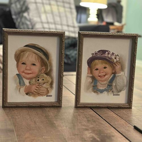 Pair of Framed Child Portrait Prints by Broske