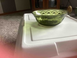 Green Pressed Glass Decorative Bowl