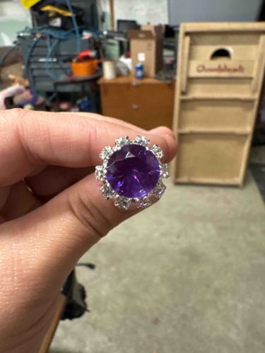 Purple Gemstone and Halo Ring
