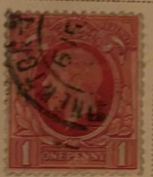 British Penny Red Postage Stamp with Maltese Cross Cancellation
