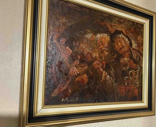 "Merry Companions" or "Tavern Scene" Oil Painting