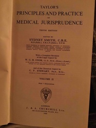 Taylor's Principles and Practice of Medical Jurisprudence, Tenth Edition, Volume II (1948)
