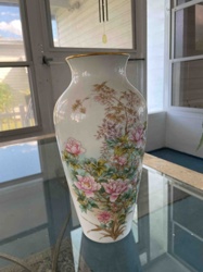 Japanese Imari Style Porcelain Vase with Pink Floral Motif