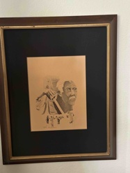 Framed Sepia-Toned Portrait with Narrative Figures