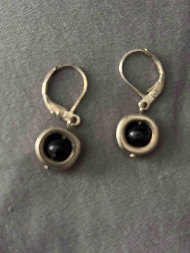 Black Onyx Lever-Back Drop Earrings
