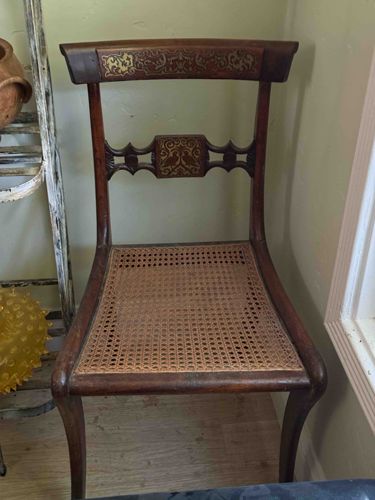 Regency-Style Cane Seat Side Chair with Inlay