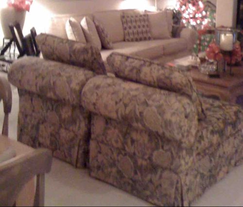 Pair of Contemporary Tapestry-Style Upholstered Slipper Chairs