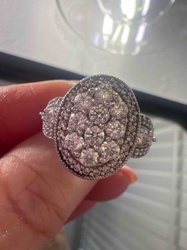 Oval Cluster Diamond/Cubic Zirconia Cocktail Ring