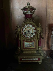 Sevres Style Porcelain and Gilt Bronze Mantel Clock