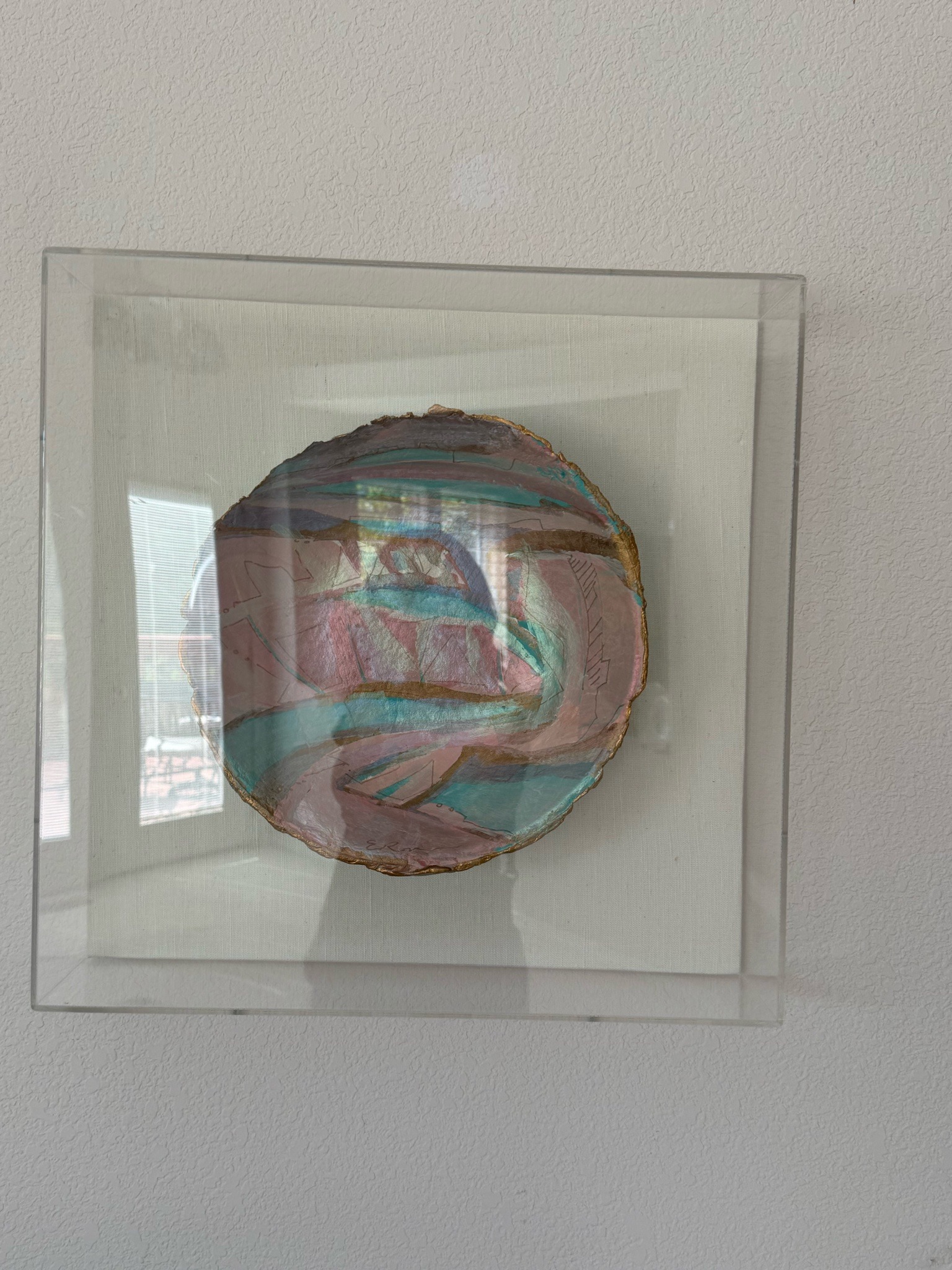 Submitted photo of Painted ceramic bowl in shadowbox frame