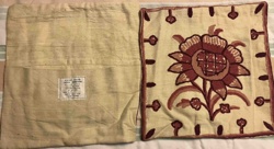 Handmade Crewel Embroidered Floral Pillow Cover
