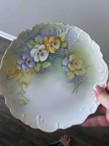 Hand-Painted Pansy Decorative Plate