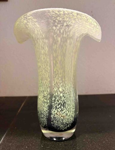 Teleflora Blown Glass Lily-Shaped Vase, Speckled Design