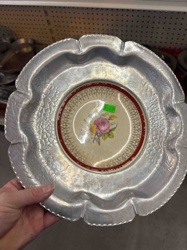 Hammered Aluminum Tray with Ceramic Insert