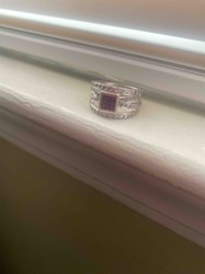 Multi-Band Square-Cut Gemstone and Pave-Set Accent Ring