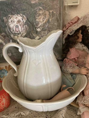 Vintage Ceramic Pitcher and Basin Wash Set