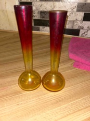 Pair of Ombre Glass Candle Holders