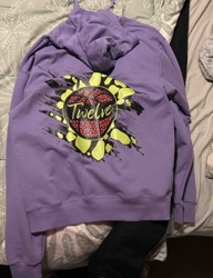 Purple Graphic Print Hoodie
