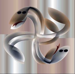 Intertwined Serpents Abstract Digital Art