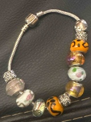 Multi-Bead Charm Bracelet with Snake Chain