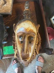 African Tribal Mask with Finial Figure