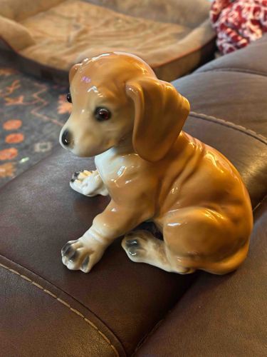 Glazed Ceramic Dachshund Puppy Figurine