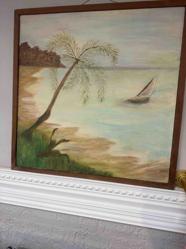 Tropical Beach Scene Painting by Mabel Singer