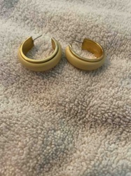 Cream Enamel and Gold-Tone Wide Hoop Earrings