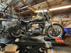 Custom Vintage Motorcycle on Lift