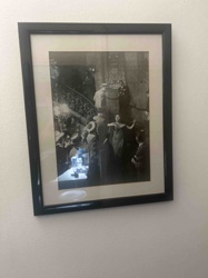 Framed Black and White Photograph of a Social Gathering