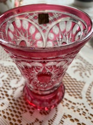 Ruby Red Cut-to-Clear Crystal Vase/Tumbler