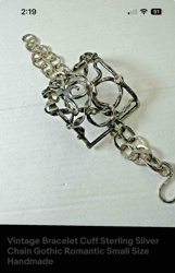 Vintage Sterling Silver Chain Gothic Romantic Small Size Handmade Bracelet Cuff