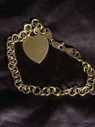 Gold-Toned Rolo Chain Bracelet with Heart Tag