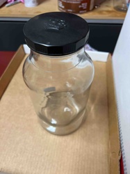 Clear Glass Jar with Black Ribbed Lid