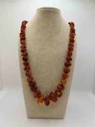 Graduated Cognac Amber Nugget Necklace