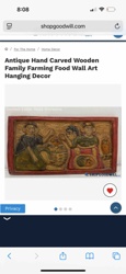 Hand Carved Wooden Family Farming Food Wall Art