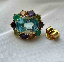 Multi-Gemstone Cluster Earring / Brooch Component