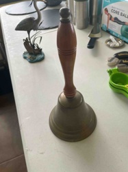 Brass Bell with Turned Wooden Handle