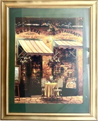 Framed Print: 'Creperie Restaurant Auberge de Savoie' Street Scene