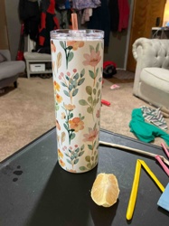 Floral Sublimation Tumbler with Lid and Straw